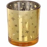 Подсвечник стеклянный 8,8*10 см золото Звездопад (1/48)