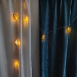 Акция! Гирлянда светодиодная 1,5 м 10 Led нить батарейка 2АА желтый Листья метал XHP-40-7 Fex (1/60)