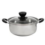 Кастрюля нерж сталь  1,5 л 20*8 см стекл крышка пластик ручки стальной Promo Baizheng (1/48)