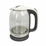 Чайник стеклянный электрический 1,7 л 1,85 кВт подстветка бело серый L-1792 Lykas (1/6)