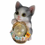 Фигурка смола садовая 19,5 см солнечная батарея Котенок Baizheng (1/12)