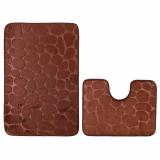 Коврик для ванной полиэстер 2 пр 60*90/60*45 см рис11 камни коричневый BZ-YH602 Baizheng (1/40)