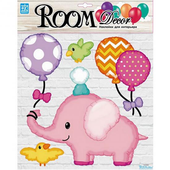 Стикер ПВХ 30*30,5 см Розовый слоненок Room Décor (1/12) - 1