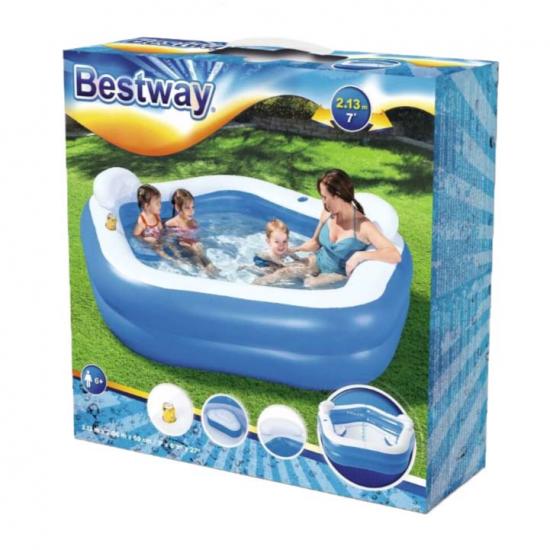 Бассейн надувной 213*206*69 см 575 л с сиденьями и подголовниками BestWay (1/3) - 1
