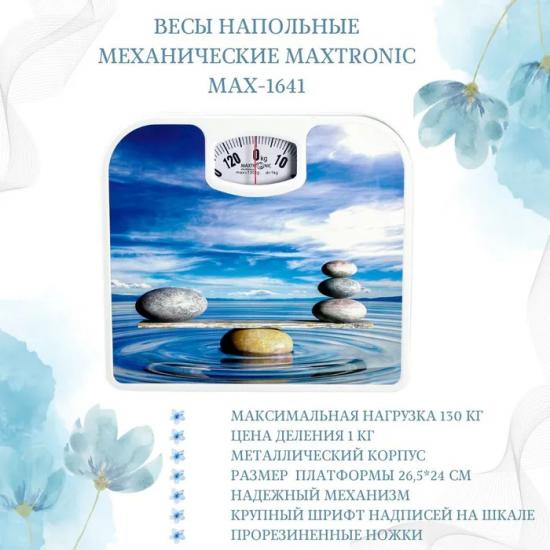 Весы напольные механические металл 130 кг 26*24 см Камни на воде Maxtronic (1/20) - 1