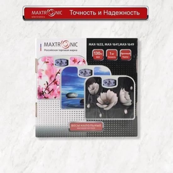Весы напольные механические металл 130 кг 26*24 см Камни на воде Maxtronic (1/20) - 1