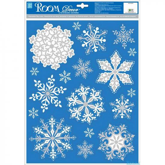 Стикер ПВХ  29*41 см влагостойкий Снежинки голограмма №1 Room Decor (1/1) - 1