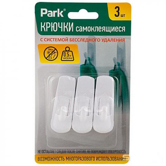 Крючок пластиковый самоклеящийся 3 шт 1,2*1,7 см нагрузка до 0,2 кг ABS Park (1/20) - 1