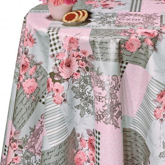 Клеенка ПВХ нетканая основа 1,4*20 м букеты роз на серо-розовом рис 195C Dekorama (1/1) - 1