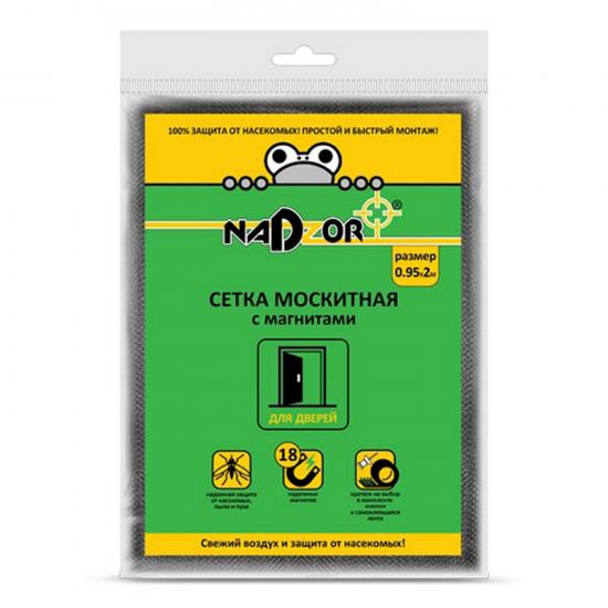Сетка противомоскитная для дверей 0,95*2 м 48 г/м2 с крепежом пакет черная Nadzor (1/20) - 1