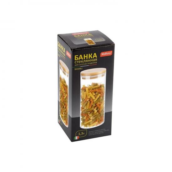 Банка стеклянная для продуктов 1300 мл крышка дерево Bambu Mallony (1/30) - 1
