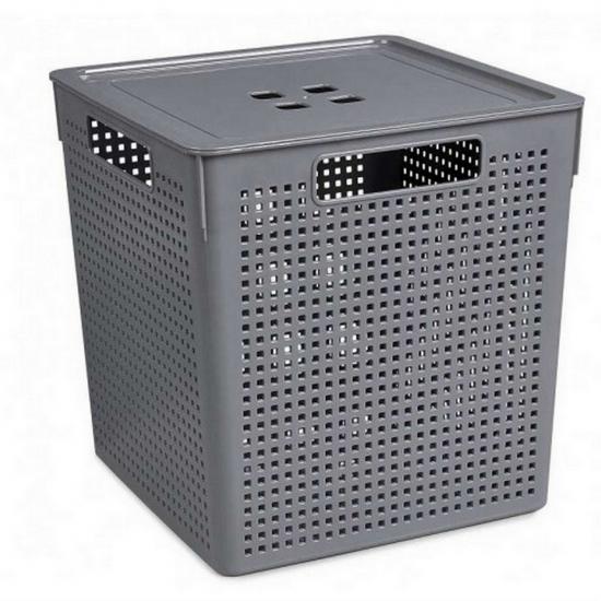 Корзина пластиковая 23 л 294*294*301 мм с крышкой серый Лофт Виолет (1/9) - 1