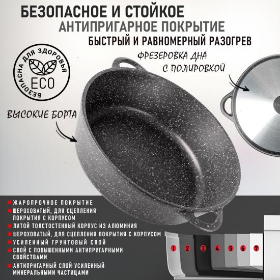 Жаровня алюминиевая  4,5 л 30*9,5 см Универсальная Гранит Горница (1/5) - 1