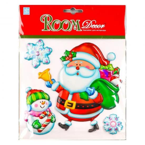 Стикер 18*18 см Санта со снеговиком объемный мини Room Decor (1/1) - 1