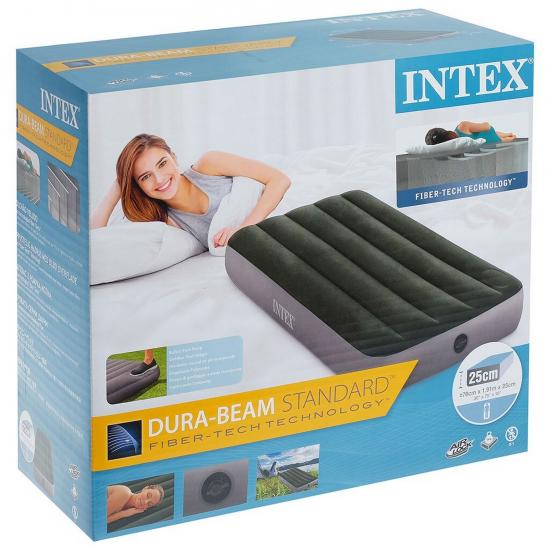 Матрас надувной 191*76*25 см встроенный ножной насос Intex (1/6) - 1