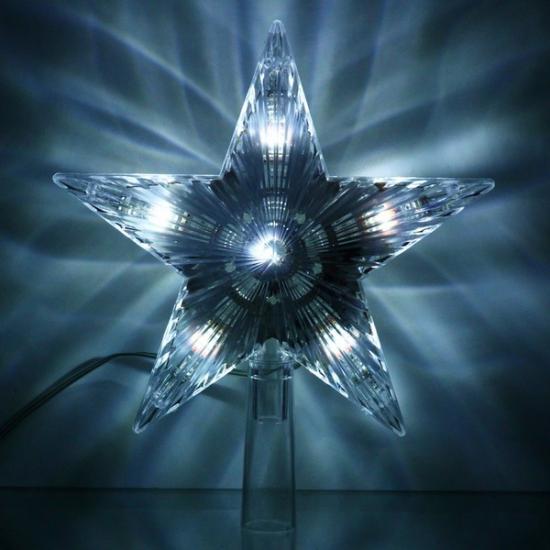 Верхушка светодиодная на елку Звезда 28 led 17,5 см белый Луч Серпантин (1/60) - 1