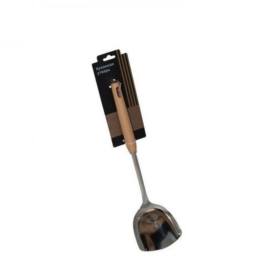 Лопатка нерж сталь 37*10*4 см деревянная ручка стальной JBL Baizheng (1/240) - 1