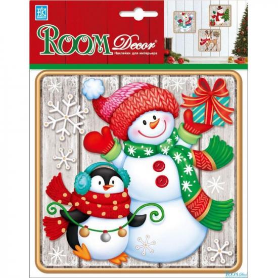 Стикер 3D ПВХ  18*18 см влагостойкий Снеговик с пингвином Room Decor (1/1) - 1