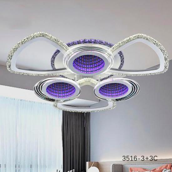 Акция! Люстра светодиодная 6 плафонов 66*12 см 144Вт 6000LM 30м2 3 цвета серебро Baizheng (1/1) - 1
