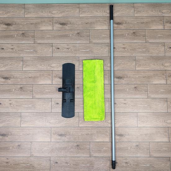 Швабра металлическая 110 см насадка микрофибра 43*13 см черно-зеленый Mop Clean Рыжий кот (1/24) - 1