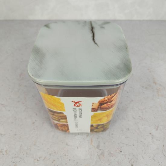 Банка пластиковая для сыпучих продуктов  1,7 л 13*13*16,5 см  крышка прозрач Baizheng (1/48) - 1