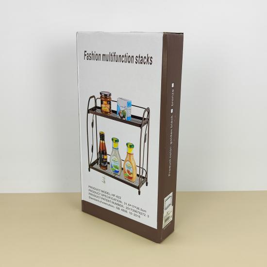Полка металлическая для ванной 2-х ярусная 30*17*36,5 см микс Листочки Baizheng (1/16) - 1