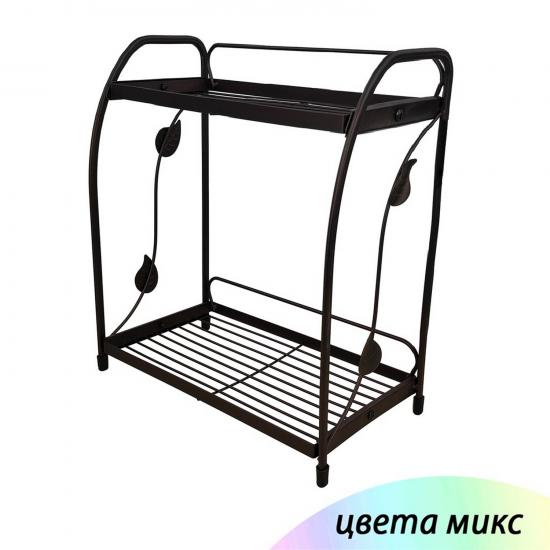Полка металлическая для ванной 2-х ярусная 30*17*36,5 см микс Листочки Baizheng (1/16) - 1