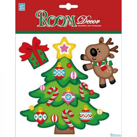 Стикер 4D ПВХ  18*18 см влагостойкий Елочка с олененком Room Decor (1/1) - 1