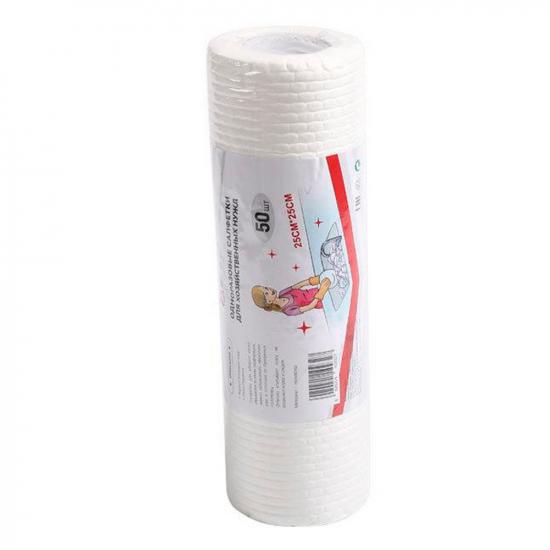 Салфетки вискоза рулон 50 шт 25*25 см с перфорацией Baizheng (1/100) - 1