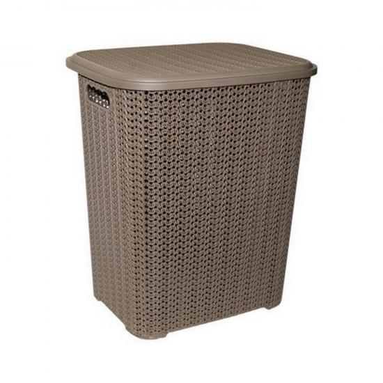 Корзина пластиковая для белья 60 л шоколад Вязь Виолет (1/8) - 1