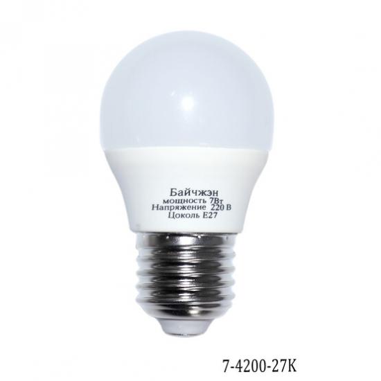 Лампа светодиодная E27 7W 4200К грушевидная 7-4200-27K Baizheng (1/1) - 1