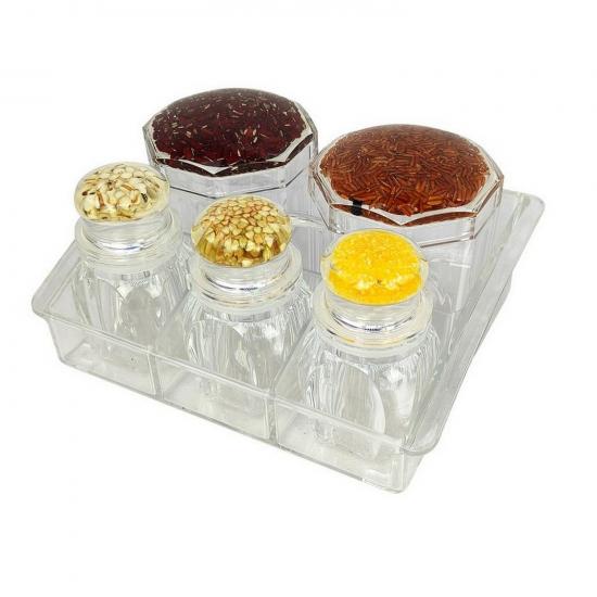 Набор пластиковый для специй 6 пр подставка прозрачный Jam Jar Fessle (1/24) - 1