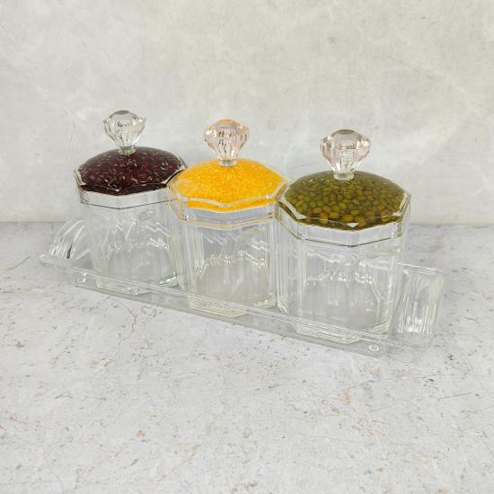 Акция! Набор пластиковый для специй 7 ложка подставка прозрачный Jam Jar Fessle (1/24) - 1