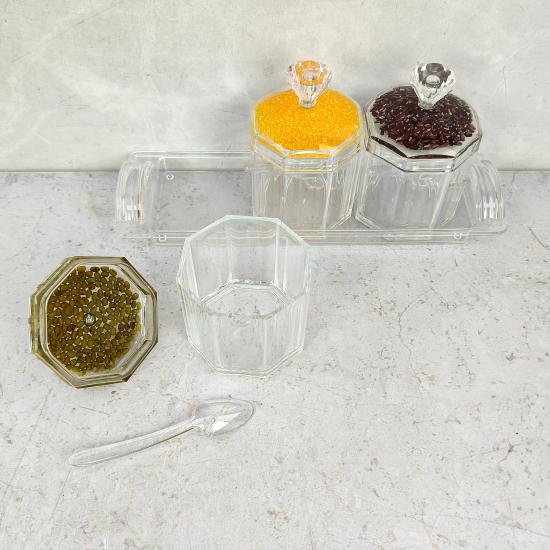 Акция! Набор пластиковый для специй 7 ложка подставка прозрачный Jam Jar Fessle (1/24) - 1