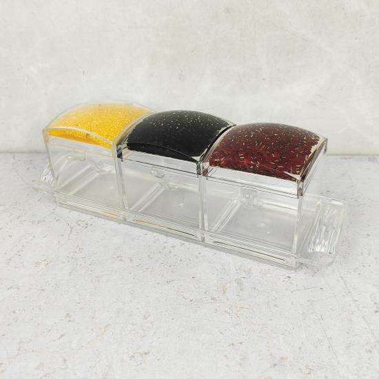Акция! Набор пластиковый для специй 7 пр ложка  подставка прозрачный Jam Jar Fessle (1/24) - 1