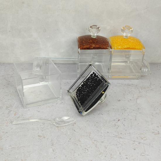 Акция! Набор пластиковый для специй 7 пр ложка подставка прозрачный Jam Jar Fessle (1/24) - 1