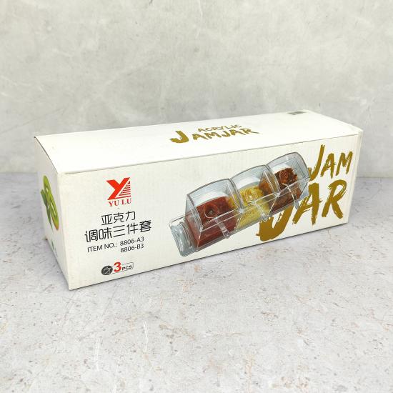 Акция! Набор пластиковый для специй 7 пр ложка подставка прозрачный Jam Jar Fessle (1/24) - 1