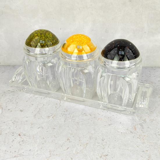 Акция! Набор пластиковый для специй 7 пр ложка подставка прозрачный Jam Jar Fessle (1/24) - 1