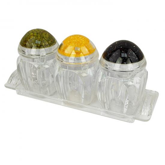 Акция! Набор пластиковый для специй 7 пр ложка подставка прозрачный Jam Jar Fessle (1/24) - 1