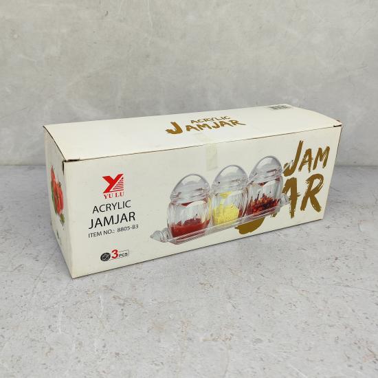 Акция! Набор пластиковый для специй 7 пр ложка подставка прозрачный Jam Jar white Fessle (1/24) - 1