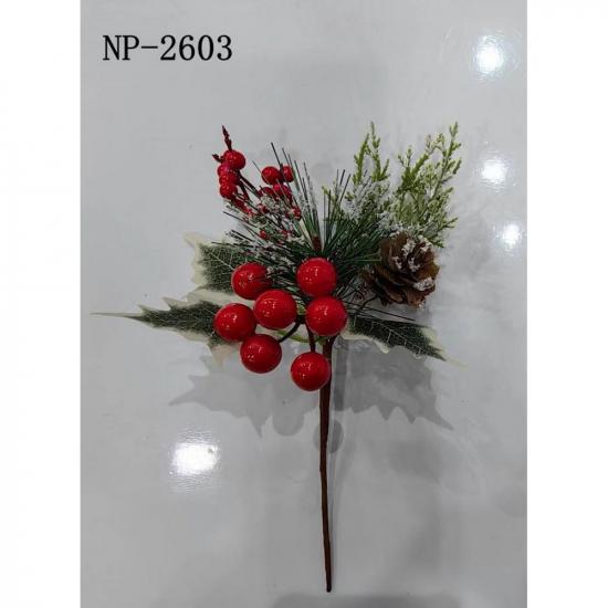 Ветка декоративная 21 см шишки ягоды NP-2603 Fex (1/60) - 1