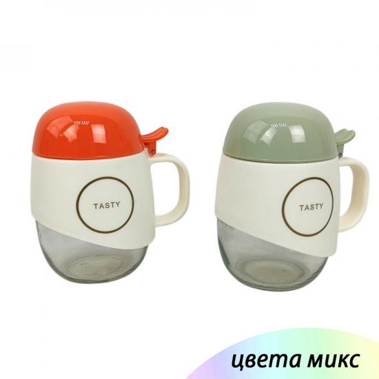 Бутылка стеклянная 1 л 11*8.3*12 см пласт крышка Baizheng (1/48) - 1