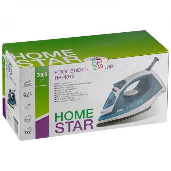 Утюг 2 кВт тефлоновое покрытие пар бело-синий HS-4010 HomeStar (1/10) - 1