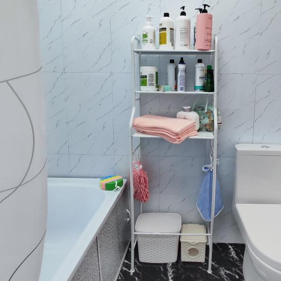 Стеллаж-полка металлический над унитазом 3-х ярусный 46*25*153 см белый Baizheng (1/10) - 1