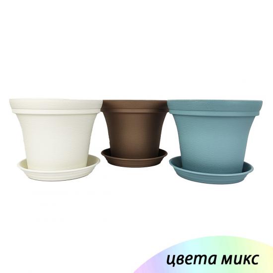Горшок пластиковый 12,8 л 29,3*28,2*24 см с поддоном в ассортименте Baizheng (1/40) - 1