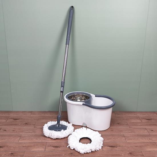 Набор ведро пластик 10 л с центрифугой металл +швабра металл 33*33*122 см Gray HELPAR (1/14) - 1