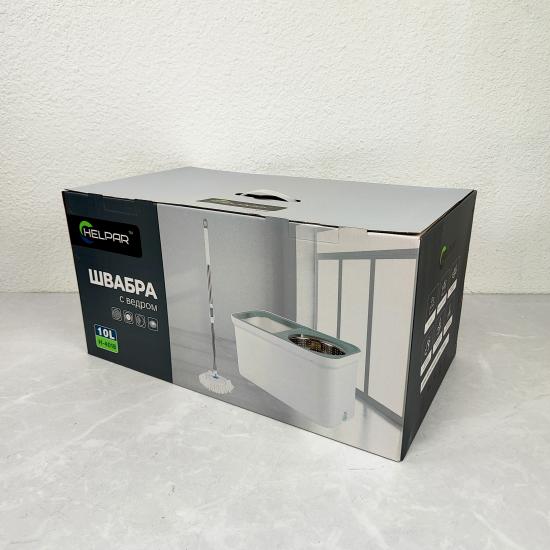 Набор ведро пластик 10 л с центрифугой металл +швабра металл 54*31*29 см Gray HELPAR (1/1) - 1