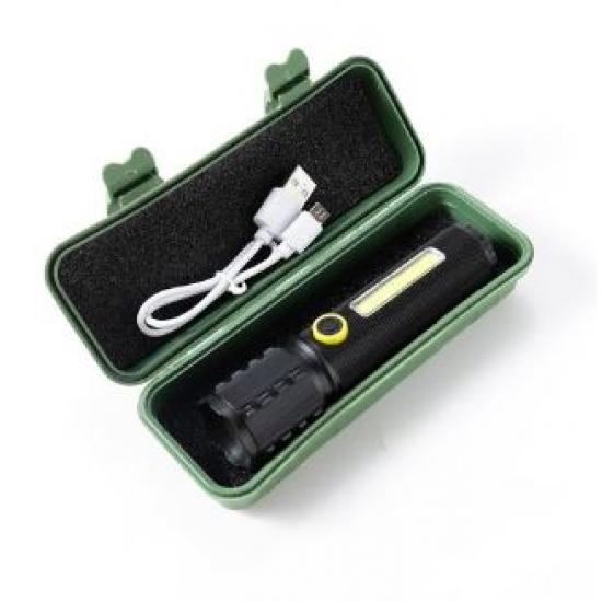 Фонарь ручной 14*2,7 см 800 мАч USB аккумулят телескоп фокусировка 4 режима BN535 Baizheng (1/240) - 1