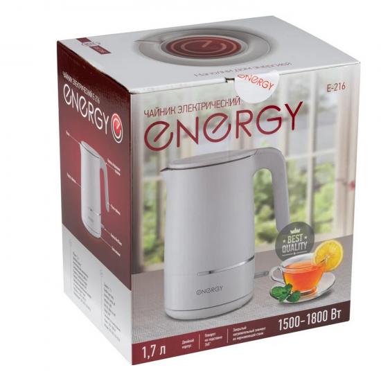 Чайник металлический электрический 1,7 л 1,8 кВт белый E-216 Energy (1/8) - 1