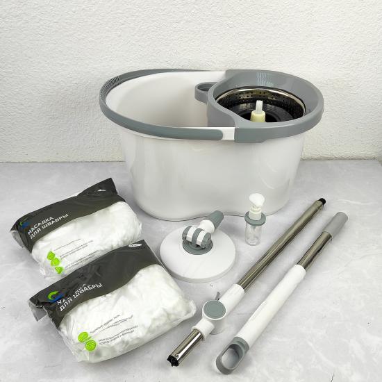 Набор ведро пластик 10 л с центрифугой металл +швабра 52*33*30 см металл Gray HELPAR (1/1) - 1